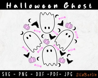 Cute Halloween Ghost SVG, Retro Cricut File (Digital Download)