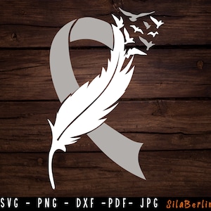Veren wit lint SVG, longkanker Svg, bewustzijn lint svg, longkanker png, Svg-bestand knippen om te gebruiken voor Cricut Silhouette