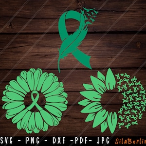 Sunflower Liver Cancer Bundle SVG, Feather Liver Cancer svg, Liver Cancer Awareness Svg, Green Ribbon Svg, Svg cut file to use for Cricut