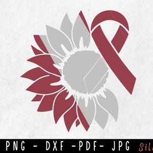 Sunflower Head Neck Cancer SVG, Head Neck Cancer, Cancer Awareness Svg, Ribbon Svg, Head & Neck Cancer, Svg cut file to use for Cricut