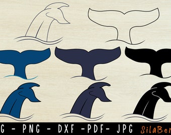 Whale Tail SVG Bundle: Sea Life Clipart (Digital Download)