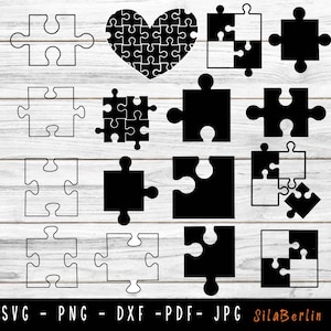 Puzzleteile svg, Puzzleteile PNG, Klempner Vektor, Puzzleteile Grafik, Puzzleteil Clipart, Puzzle Vektor schnitt Datei, Herz Puzzle svg