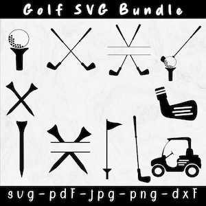 Golf SVG Bundle, Golf Png, Split Monogram Svg, Golf name frame, Golf club svg, Golf ball svg, Cut files for Cricut & Silhouette