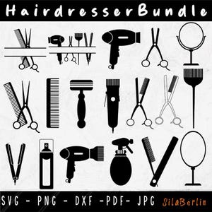 Friseur Bundle SVG, Friseur SVG, Friseur Werkzeuge svg, Friseur Ausrüstung svg, Friseur Silhouette, Friseur Vektor