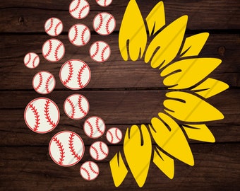 Baseball Sunflower SVG: Sports Mom Cut File (Instant Download)