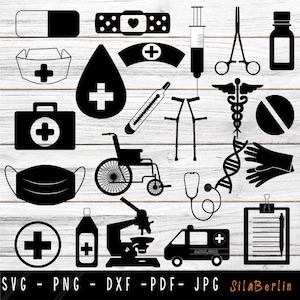 Medical Icons Clipart SVG Bundle, Nurse Icons SVG Bundle, Doctor Nurse Hospital Silhouette, Stethoscope Medicine Equipment, Nurse Life