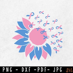 Girasole gravidanza e perdita infantile SVG, perdita infantile svg, nastro rosa e blu Svg, perdita di gravidanza png, file di taglio Svg da utilizzare per Cricut