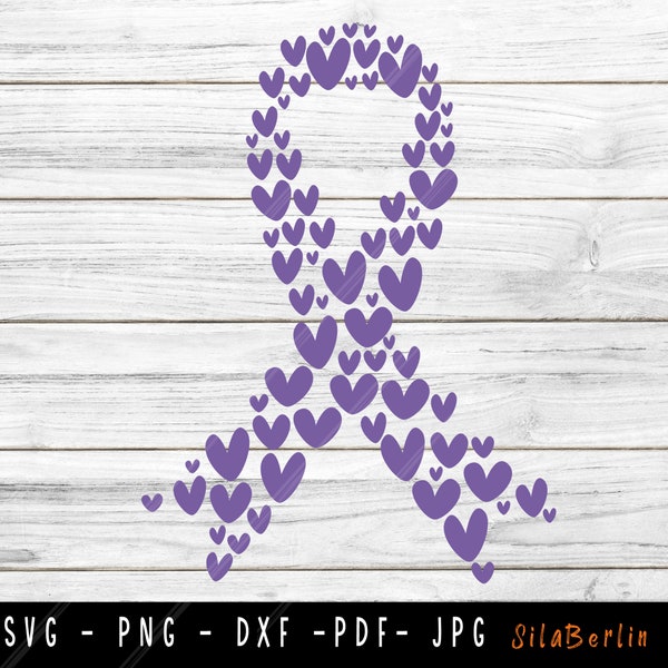 Purple Heart Cancer Ribbon Svg - Etsy