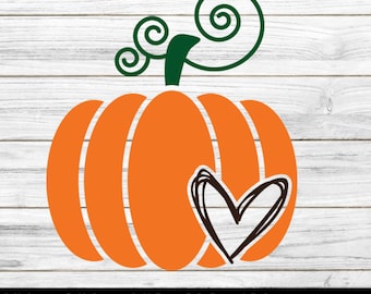 Kürbis SVG, Herbst SVG, Kürbis mit Herz SVG, Halloween, Thanksgiving, Spooky Svg, Svg Dateien für Cricut, Sublimation Designs Downloads
