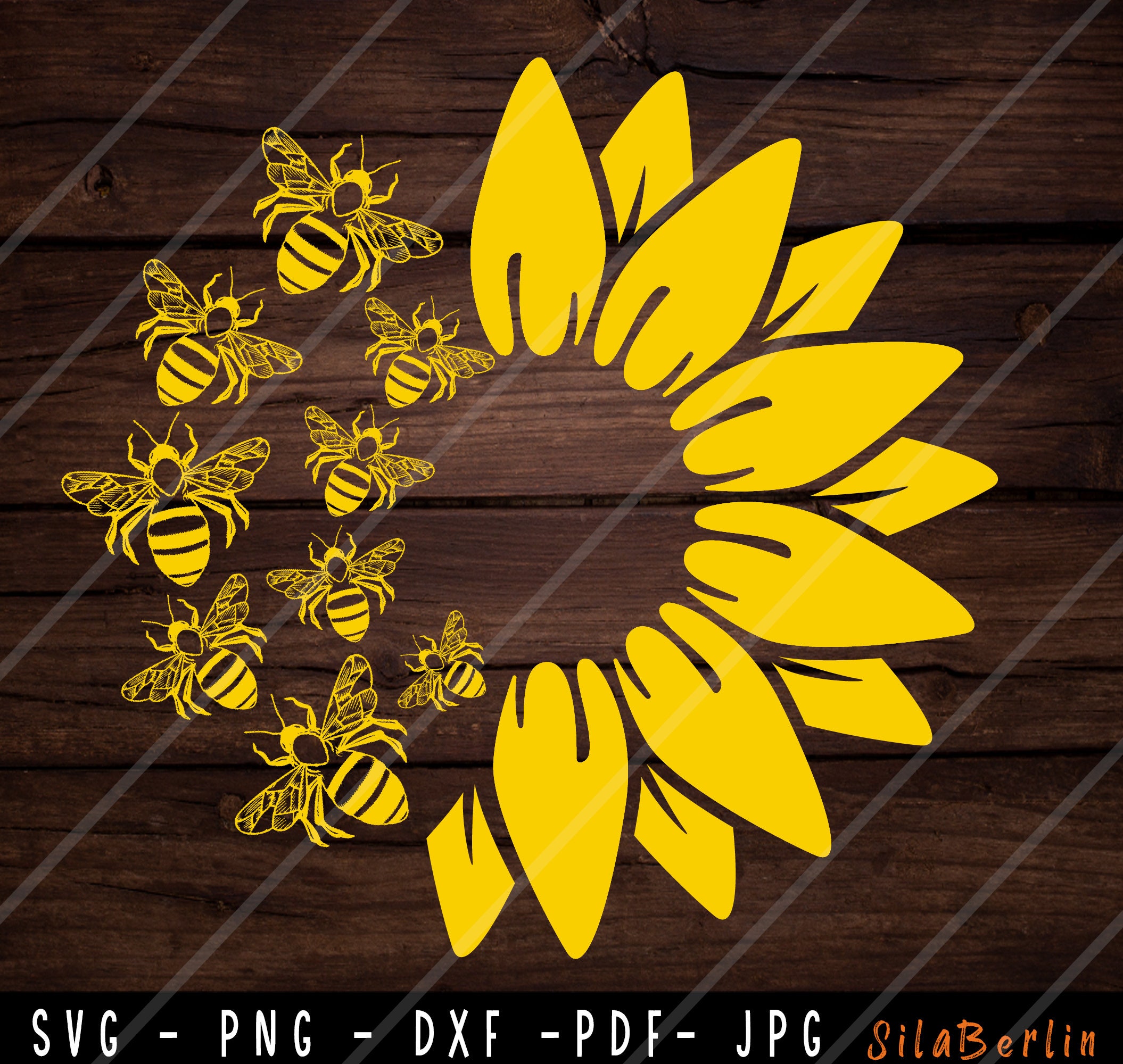 Art & Collectibles Digital Bee Sunflower SVG PNG etna.com.pe