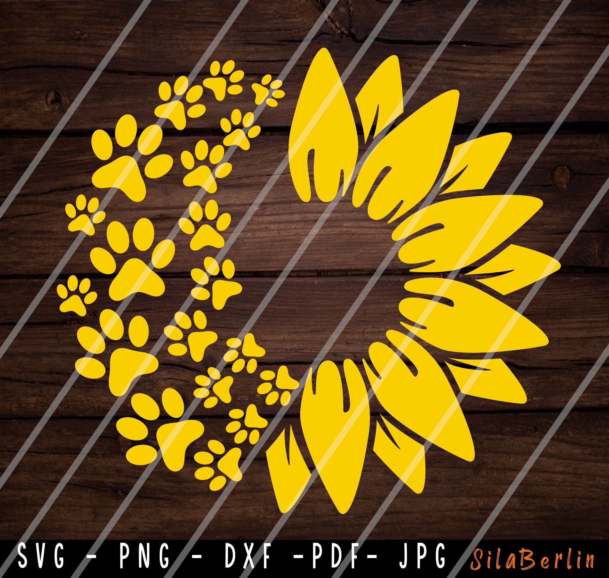 Sunflower Paw Print SVG Sunflower Paw SVG Sunflower Svg Paw - Etsy