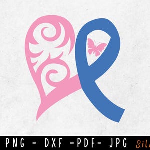 Cuore gravidanza e perdita infantile SVG, nastro rosa e blu SVG, nastro di sensibilizzazione SVG, file di taglio SVG da utilizzare per Cricut Silhouette