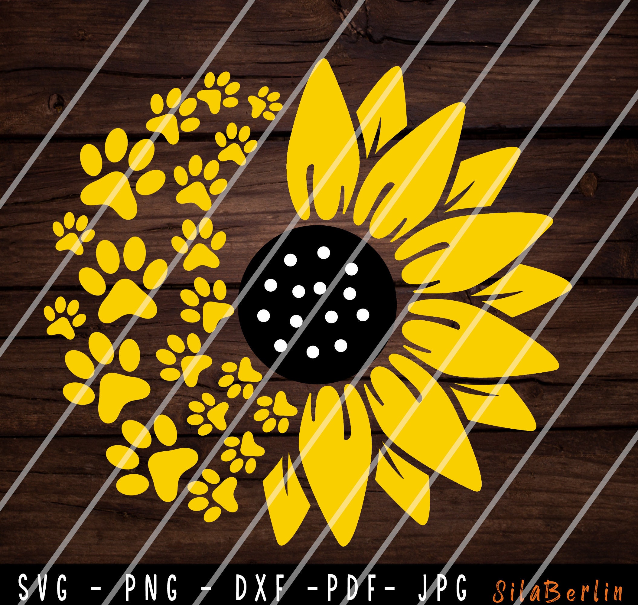 Sunflower Paw Print SVG Sunflower Paw SVG Sunflower Svg Paw Etsy UK