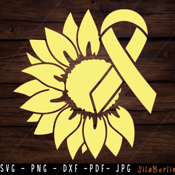 Sunflower Bone Cancer SVG, Bone Cancer svg, Cancer Awareness Svg, Yellow Ribbon Svg, Bone Cancer png, Svg cut file to use for Cricut