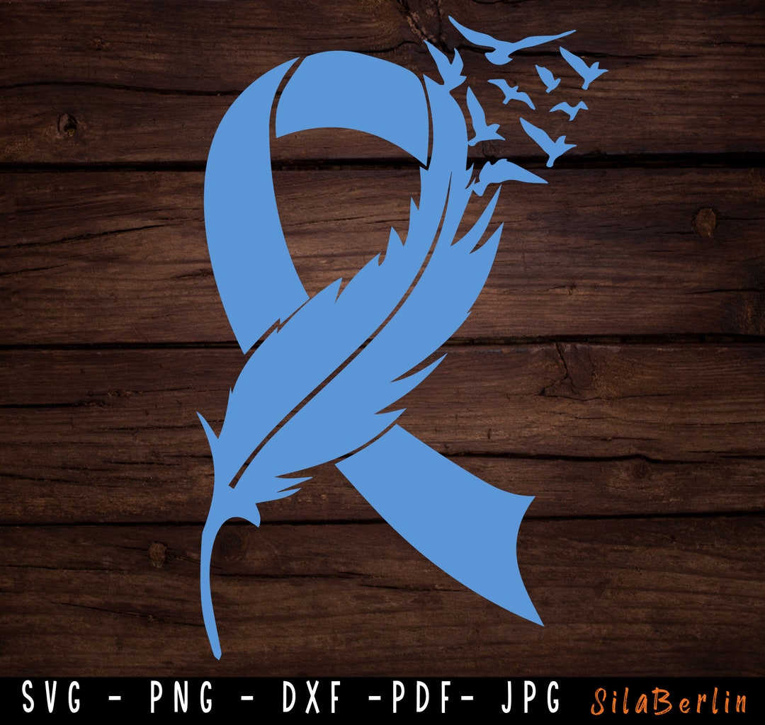 Feather Blue Ribbon SVG, Diabetes Svg, Diabetes Awareness Ribbon Svg