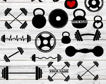 Gym Bundle svg, Dumbbell svg, Barbell SVG, Workout SVG, Fitness SVG, Weights Svg, Gym Cut File, CrossFit Svg, Svg Files for Cricut