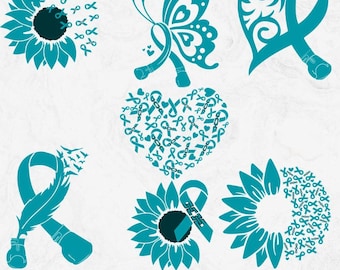 Teal Ribbon Addiction Recovery SVG Bundle (Digital Download)