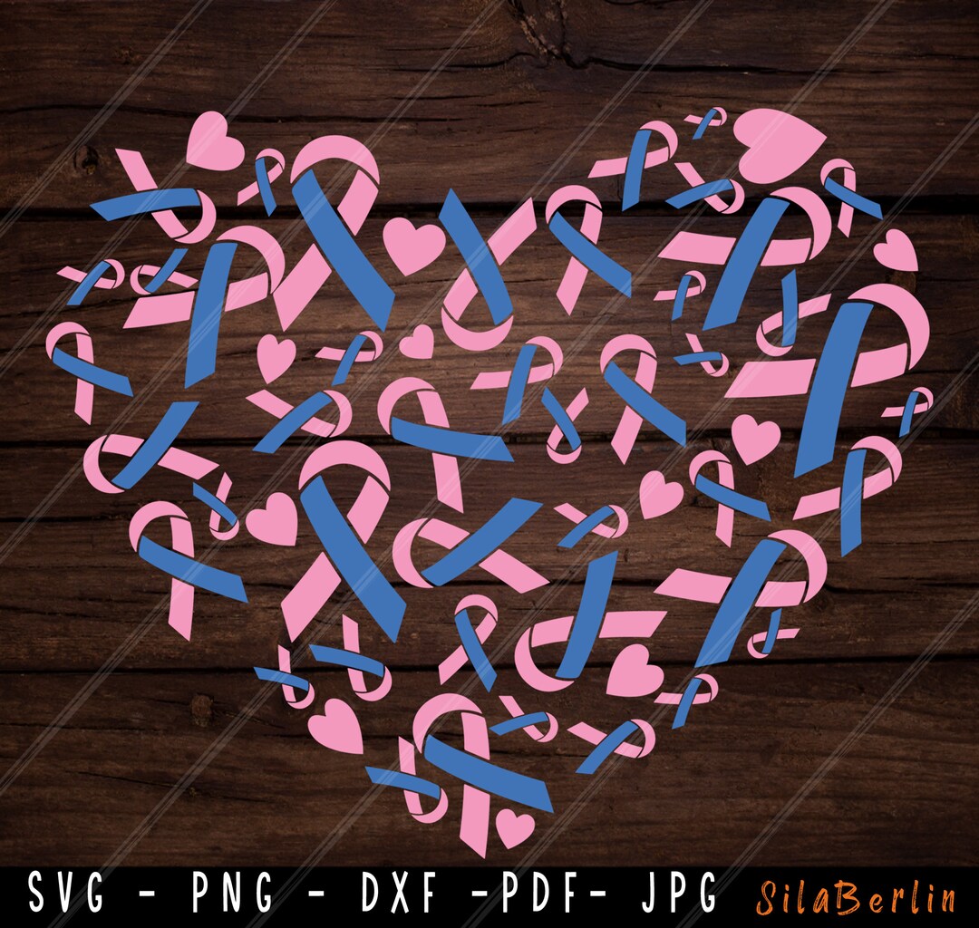 Heart Pregnancy and Infant Loss SVG, Ribbon Pink & Blue Svg, Awareness ...
