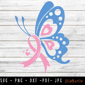 Papillon grossesse et perte infantile SVG, grossesse et perte infantile svg, perte infantile sensibilisation Svg, ruban bleu rose Svg, fichier de coupe Svg à utiliser