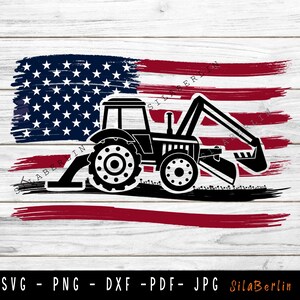 US Farm Tractor Svg, Us Tractor Svg, Tractor Svg, Farm svg, Tractor Cut file, Tractor Silhouette, US distressed flag svg, Farmer svg