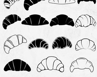 Croissant Silhouette SVG, Pastry Clipart (Instant Download)
