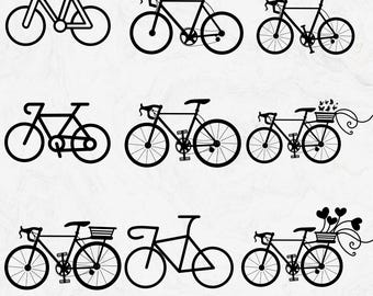 Paquete SVG de bicicleta: Clipart de bicicleta con cesta de flores (descarga digital)