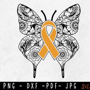 Schmetterling Kindheit Krebs SVG, Kindheit Krebs svg, Kinderkrebs Bewusstsein svg, Gold Ribbon svg, svg schnitt Datei für Cricut zu verwenden