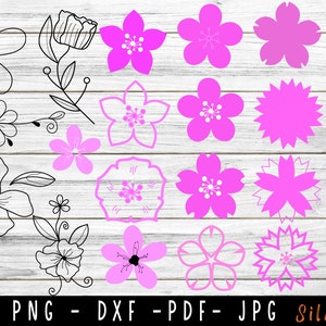 桜の束 SVG、桜の PNG、桜の花 SVG、ピンクの花 SVG、桜の枝 PNG、ボタニカ PNG、桜の花