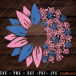 Sunflower Pregnancy and Infant Loss SVG, Infant Loss svg, Pink & Blue Ribbon Svg, Pregnancy Loss png, Svg cut file da utilizzare per Cricut