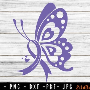 Butterfly Pancreatic Cancer SVG, Pancreatic Cancer svg, Pancreatic Cancer Awareness Svg, Purple Ribbon Svg, Svg cut file to use for Cricut