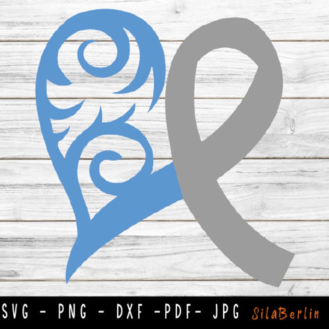 Feather Blue & Grey Ribbon SVG Diabetes Svg Diabetes - Etsy