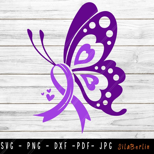 Schmetterling systemische Lupus SVG, systemische Lupus svg, systemische Lupus Awareness SVG, Purple Ribbon svg, svg geschnitten Datei für Cricut