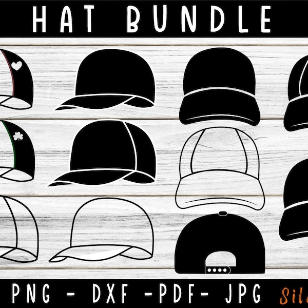 Baseball Cap SVG Bundle, Baseball Cap SVG, Baseball Cap Clipart, Snapback Hat Svg, Cut Files For Silhouette, Files for Cricut