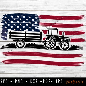 US Farm Tractor Svg, Us Tractor Svg, Tractor Svg, Farm svg, Tractor Cut file, Tractor Silhouette, US distressed flag svg, Farmer svg