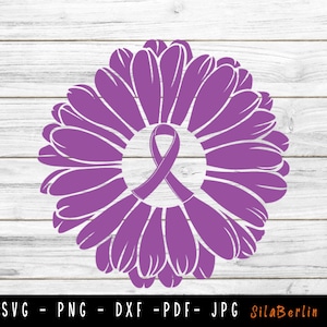 Sunflower Pancreatic Cancer SVG, Pancreatic Cancer svg, Cancer Awareness Svg, Ribbon Svg, Pancreatic Cancer png, Svg cut file to use  Cricut