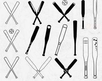 Baseball Bat SVG Bundle: Sports Silhouette Vector (Digital Download)