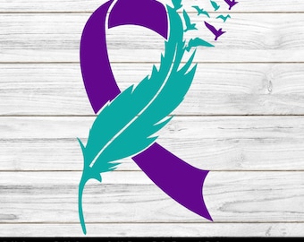 Feather Suicide Awareness Ribbon SVG, Mental Health Semicolon (Digital Download)