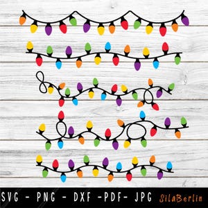 クリスマス ライト SVG、クリスマス ライト ストリング SVG、クリスマス ライト、クリスマス カット ファイル、クリスマス SVG、Crciut 用 SVG ファイル、シルエット