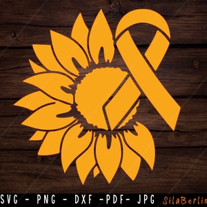 Sunflower Appendix Cancer SVG, Appendix Cancer svg, Cancer Awareness Svg, Ribbon Svg, Appendix Cancer png, Svg cut file to use for Cricut