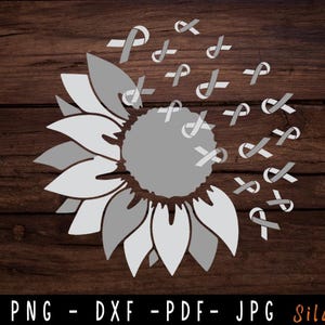Sunflower Lung Cancer SVG, Lung Cancer svg, Cancer Awareness Svg, Ribbon Svg, Lung Cancer png, Svg cut file to use for Cricut