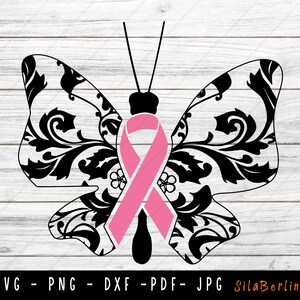 Butterfly Breast Cancer SVG, Breast Cancer Survivor, Cancer Pink Ribbon, Butterfly Svg, Cancer Saying Svg, Breast Cancer Png, Fight SVG
