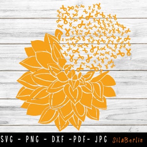 Flower Appendix Cancer SVG, Appendix Cancer svg, Cancer Awareness Svg, Ribbon Svg, Appendix Cancer png, Svg cut file to use for Cricut