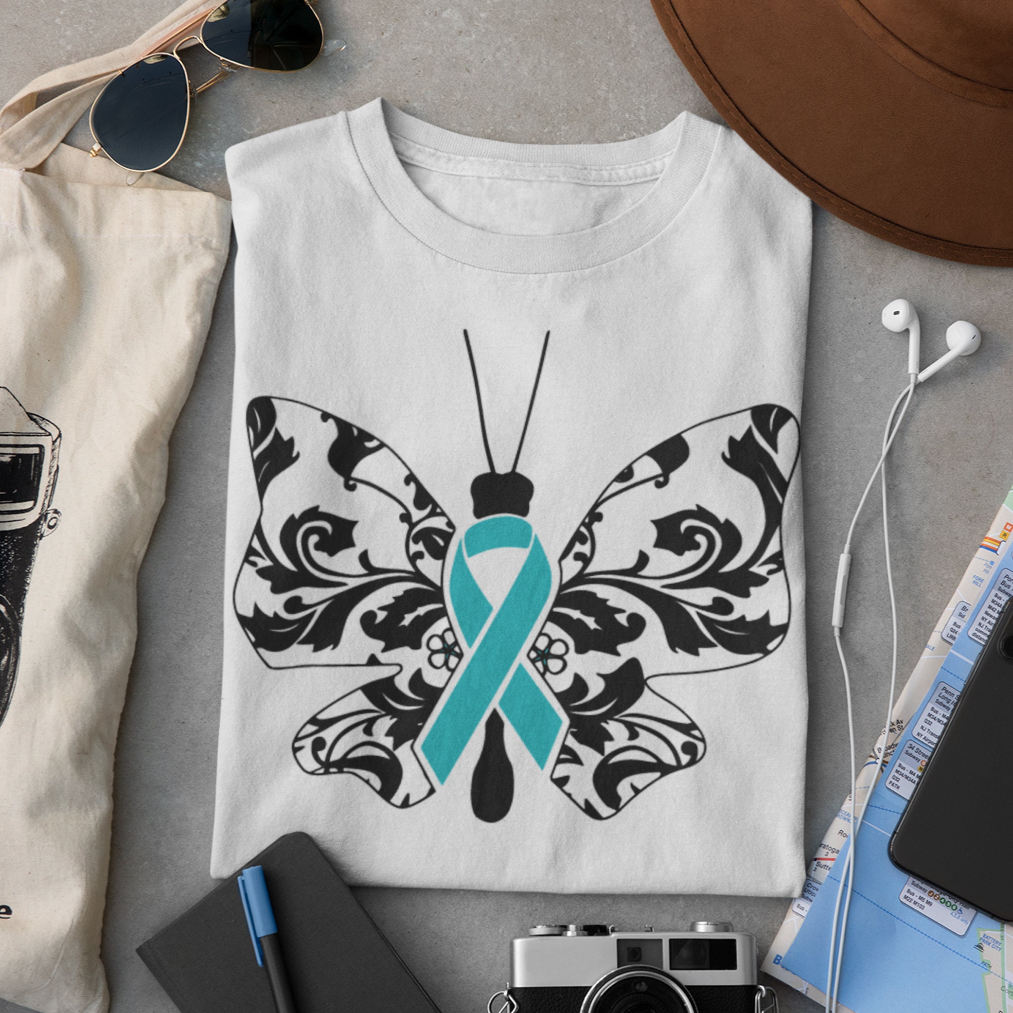 Butterfly Ovarian Cancer SVG PTSD Awareness Svg Ovarian Etsy