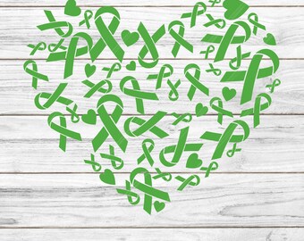 Herz Mentale Gesundheit Ribbon SVG: Bewusstsein Monat Cricut Datei (Digitaler Download)