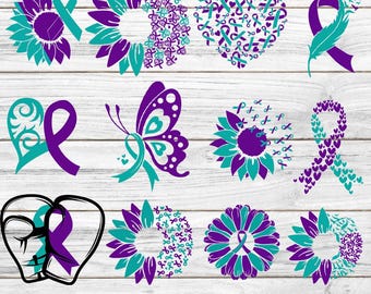 Sunflower Suicide Prevention SVG Bundle, Mental Health Ribbon (Digital Download)