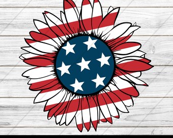 American Flag Sunflower SVG, PNG, DXF (Instant Download)