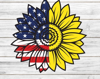 American Flag Sunflower SVG: Patriotic Cut Files (Digital Download)