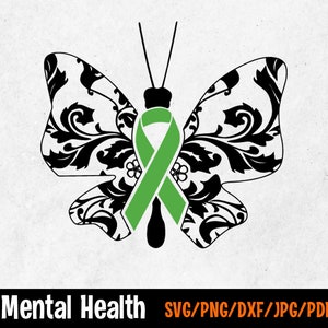 Butterfly Mental Health SVG, Mental Health SVG, Mental Health Ribbon svg, Mental Health Month, Awareness Ribbon, svg file to use for Cricut