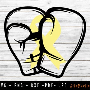 Bone Cancer Svg, Cancer Awareness Svg, Ribbon Svg, Fight Cancer Svg, Yellow Ribbon svg, Sarcoma Cancer png, Svg cut file to use for Cricut