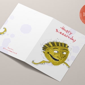 Cute Monster Illustrated Birthday Card for Kids and Adults, Monster Birthday Card, Cute Monster Illustration, Kids Birthday Card